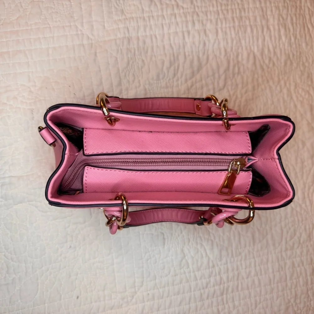 Pink Dainty Handbag with Gold Accent on Handles